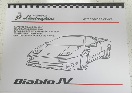 LAMBORGHINI DIABLO SV PARTS MANUAL 1996-1997  INCLUDES AIRBAGS & CANADIAN PARTS
