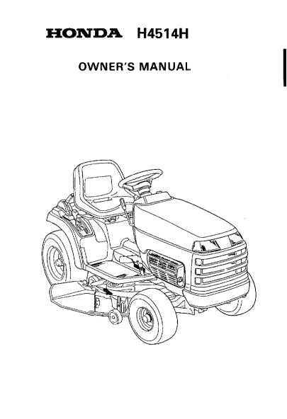HONDA RIDE ON MOWER H4514H OWNERS MANUAL 89 EDITION REPRINTED COMB BOUND