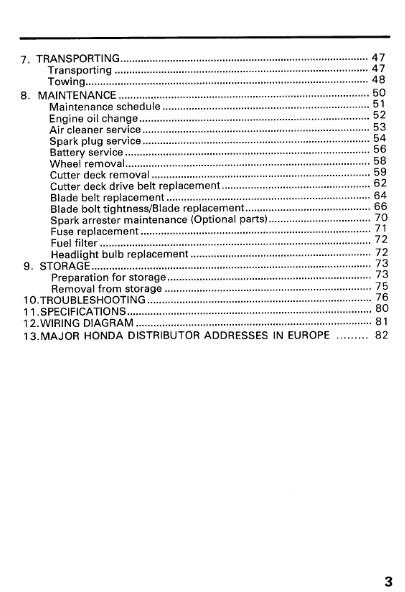 HONDA RIDE ON MOWER H4514H OWNERS MANUAL 89 EDITION REPRINTED COMB BOUND