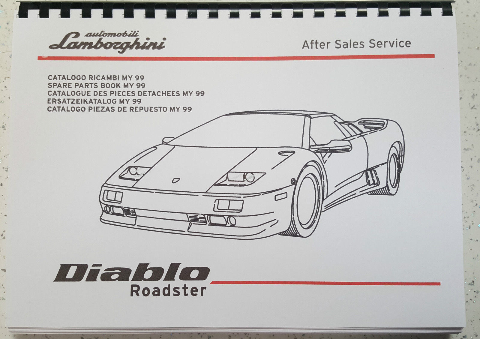 LAMBORGHINI DIABLO ROADSTER PARTS MANUAL 1999 ONWARDS REPRINTED
