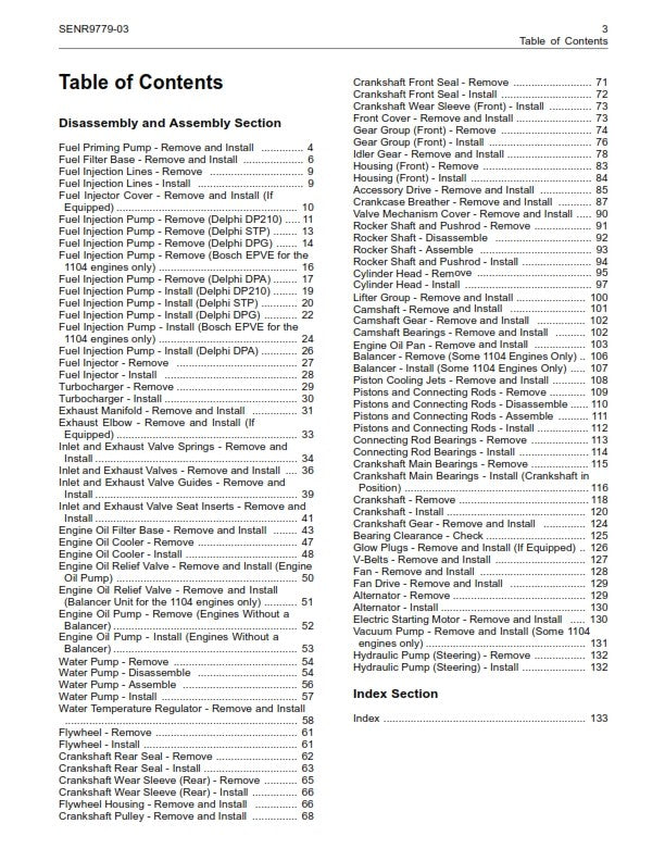 PERKINS 1103 1104 INDUSTRIAL ENGINES DISASSEMBLY & ASSEMBLY MANUAL REPRINTED 07