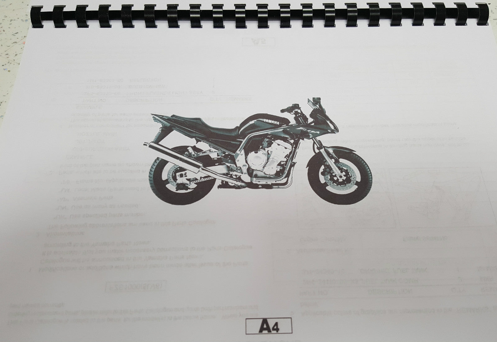 YAMAHA FZS1000 PARTS MANUAL REPRINTED COMB BOUND