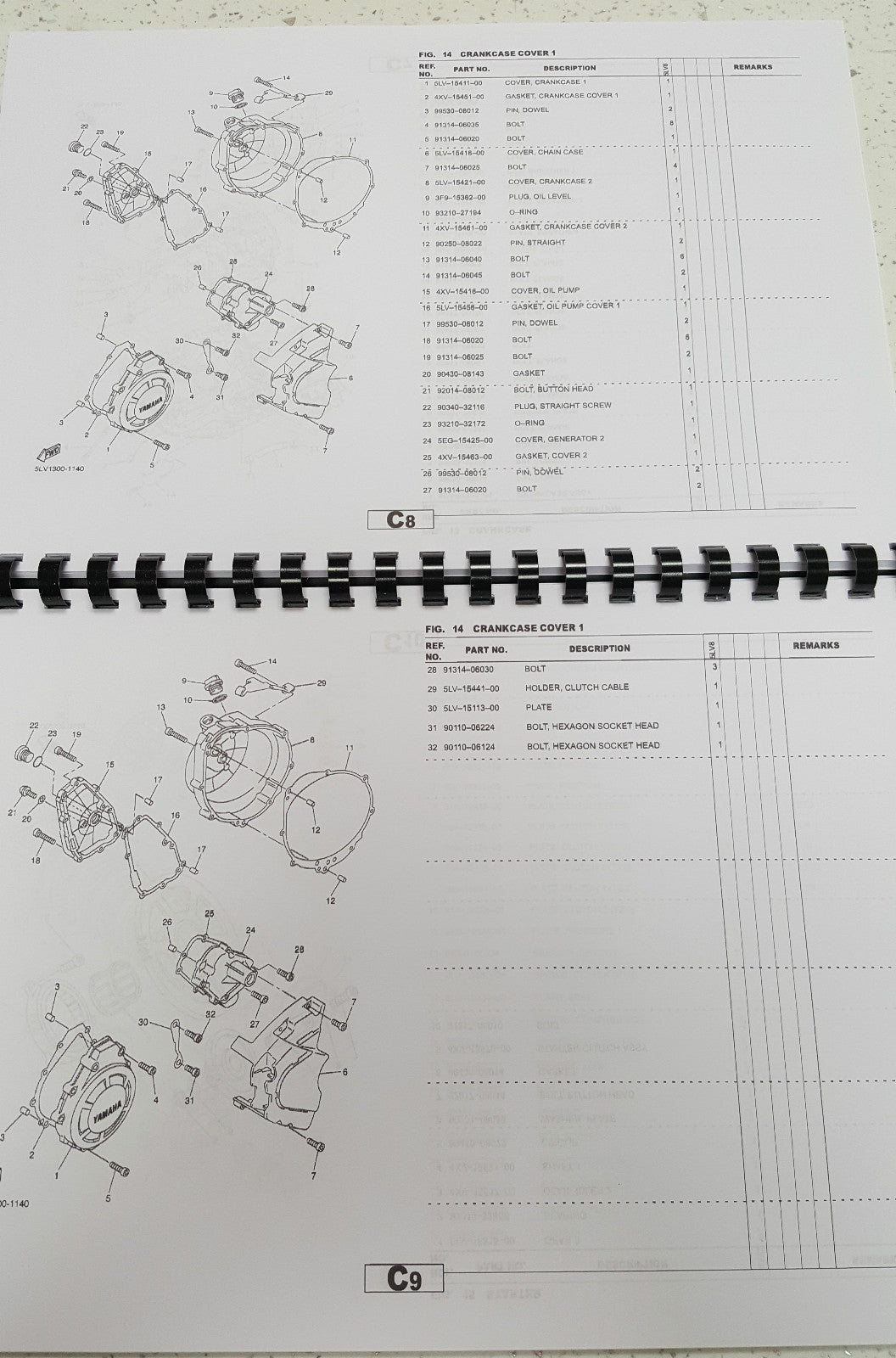 YAMAHA FZS1000 PARTS MANUAL REPRINTED COMB BOUND