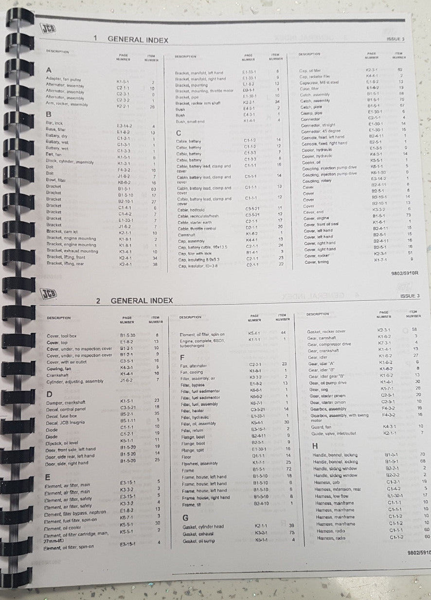 JCB JS330NLC JS330LC JS330XD CRAWLER EXCAVATOR PARTS MANUAL REPRINTED COMB BOUND