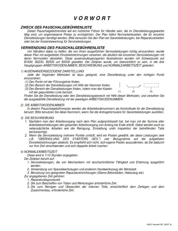 KUBOTA B1830 B2230 B2530 B3030 FRS FLAT RATE SCHEDULE REPRINTED 2007 COMB BOUND