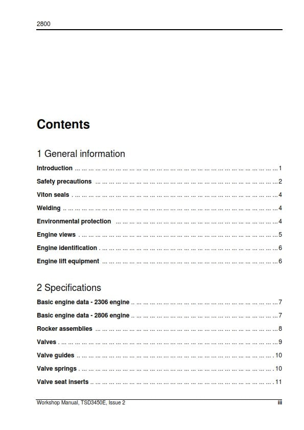 PERKINS 2800 SERIES TURBOCHARGED DIESEL ENGINE WORKSHOP MANUAL REPRINTED 2002