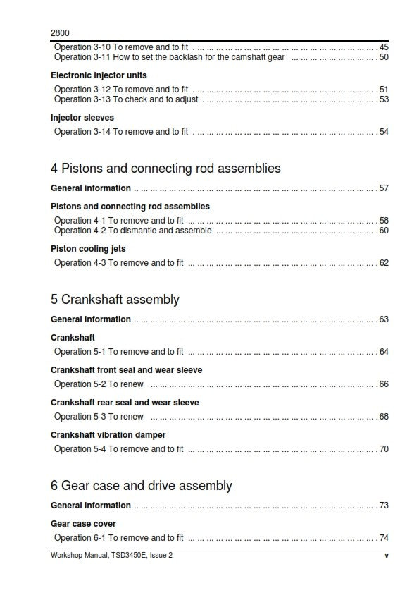 PERKINS 2800 SERIES TURBOCHARGED DIESEL ENGINE WORKSHOP MANUAL REPRINTED 2002