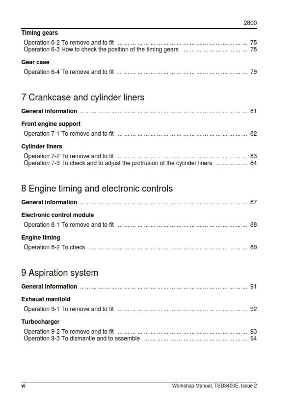 PERKINS 2800 SERIES TURBOCHARGED DIESEL ENGINE WORKSHOP MANUAL REPRINTED 2002