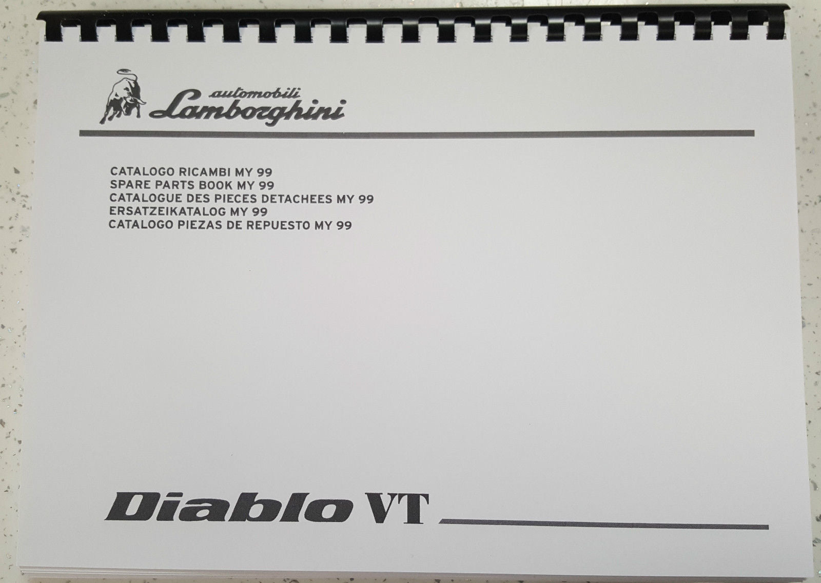 LAMBORGHINI DIABLO VT PARTS MANUAL 1999 ONWARDS REPRINTED
