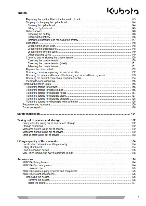 KUBOTA MINI EXCAVATOR KX057-4 U48-4 U55-4 OPERATORS MANUAL JULY 14 ED REPRINTED