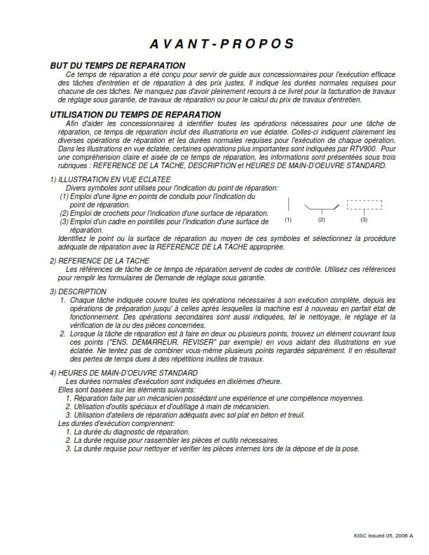 KUBOTA RTV900 FRS FLAT RATE SCHEDULE REPRINTED 2006 COMB BOUND