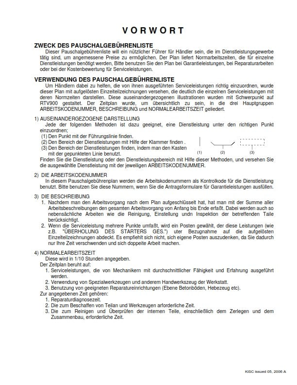 KUBOTA RTV900 FRS FLAT RATE SCHEDULE REPRINTED 2006 COMB BOUND