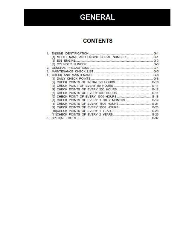 KUBOTA ENGINE V3300 E3BG, V3600 E3/T-E3/T-E3BG, V3800 DI-T-E3 WORKSHOP MANUAL