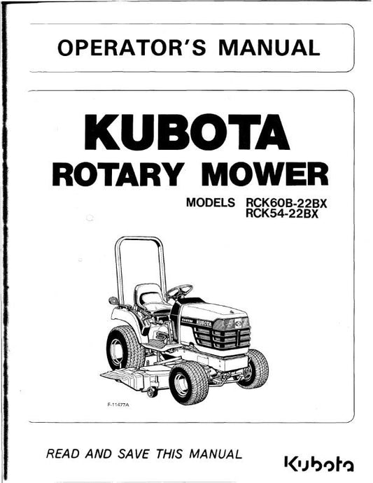 KUBOTA ROTARY MOWER RCK60B-22BX RCK54-22BX OPERATORS MANUAL REPRINT COMB BOUND