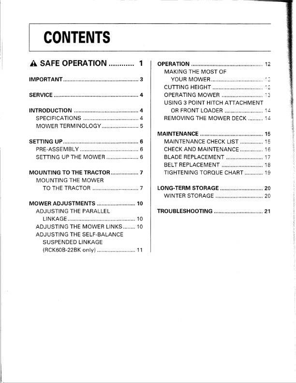 KUBOTA ROTARY MOWER RCK60B-22BX RCK54-22BX OPERATORS MANUAL REPRINT COMB BOUND