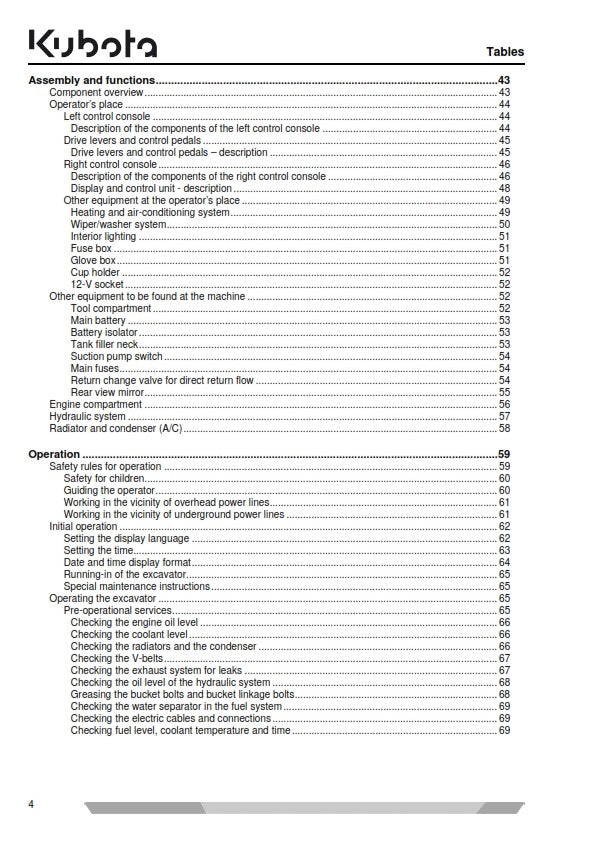 KUBOTA EXCAVATOR KX080-4 OPERATORS MANUAL APRIL 15 EDITION REPRINTED COMB BOUND