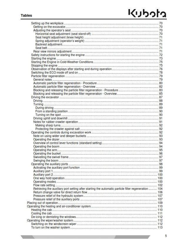 KUBOTA EXCAVATOR KX080-4 OPERATORS MANUAL APRIL 15 EDITION REPRINTED COMB BOUND