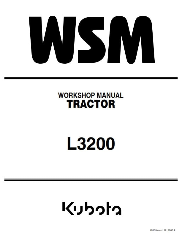 KUBOTA TRACTOR L3200 WORKSHOP MANUAL REPRINTED COMB BOUND