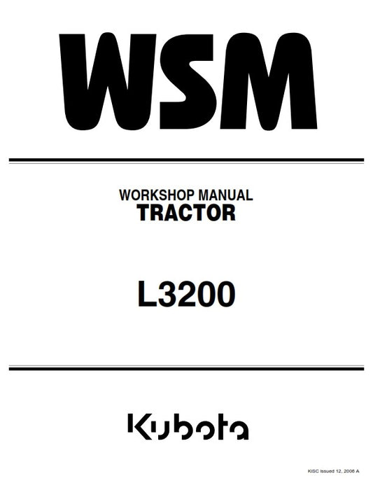 KUBOTA TRACTOR L3200 WORKSHOP MANUAL REPRINTED COMB BOUND