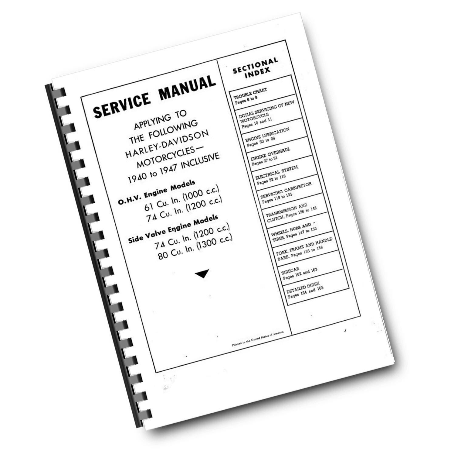 HARLEY DAVIDSON KNUCKLEHEAD 1940-1947 REPAIR SERVICE WORKSHOP  MANUAL REPRINTED