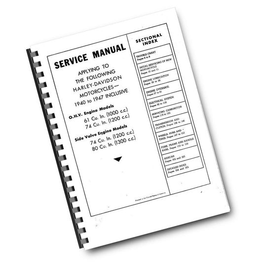 HARLEY DAVIDSON KNUCKLEHEAD 1940-1947 REPAIR SERVICE WORKSHOP  MANUAL REPRINTED