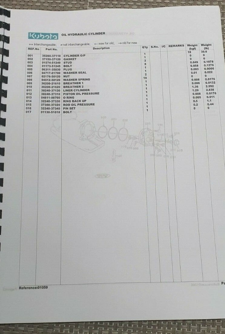 KUBOTA L275 TRACTOR ILLUSTRATED PARTS MANUAL REPRINTED COMB BOUND