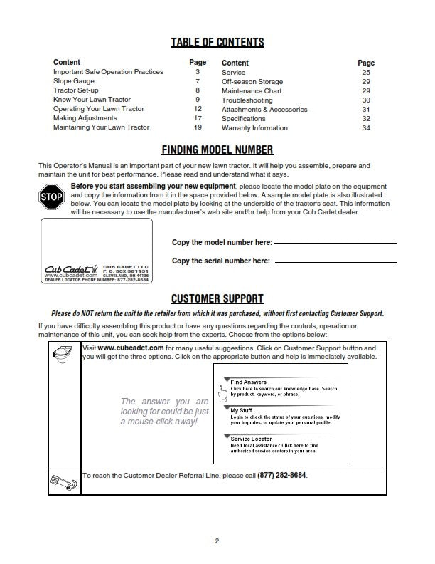 CUB CADET SERIES 1500 HYDROSTATIC GARDEN TRACTOR SLT1554 OPERATOR MANUAL REPRINT