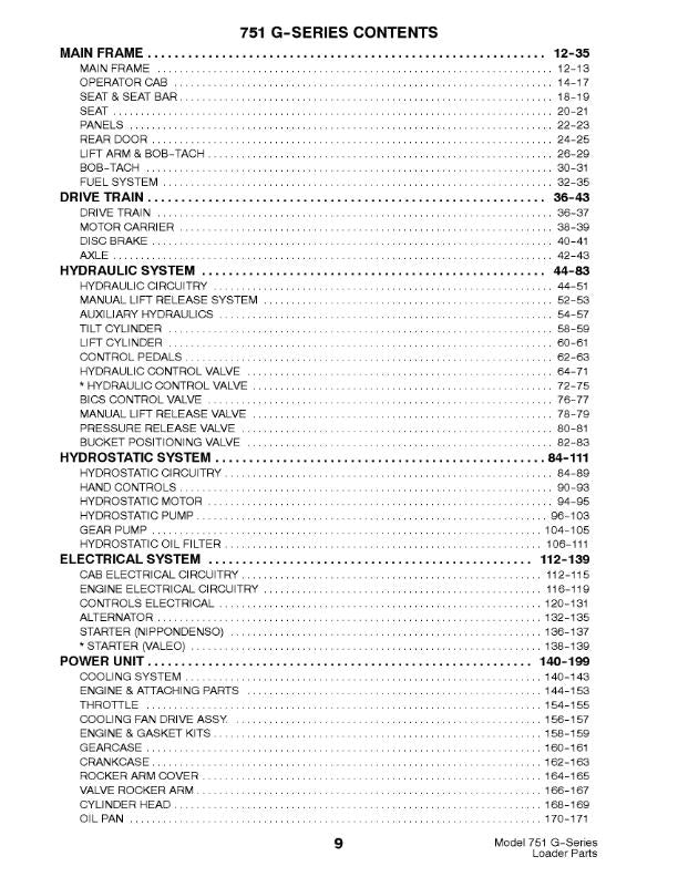 BOBCAT 751 G SERIES PARTS MANUAL REPRINTED COMB BOUND