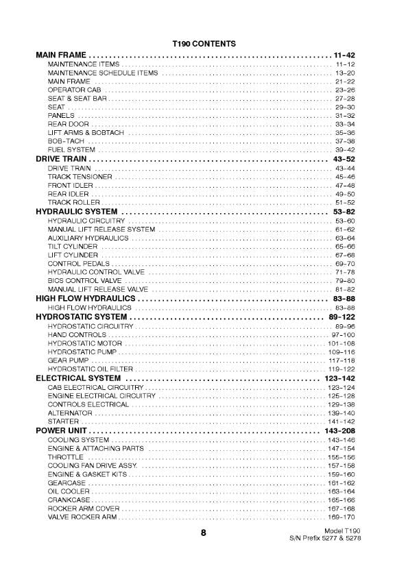 BOBCAT T190 PARTS MANUAL REPRINTED COMB BOUND