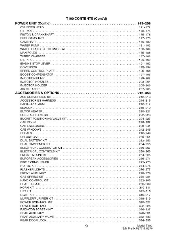 BOBCAT T190 PARTS MANUAL REPRINTED COMB BOUND