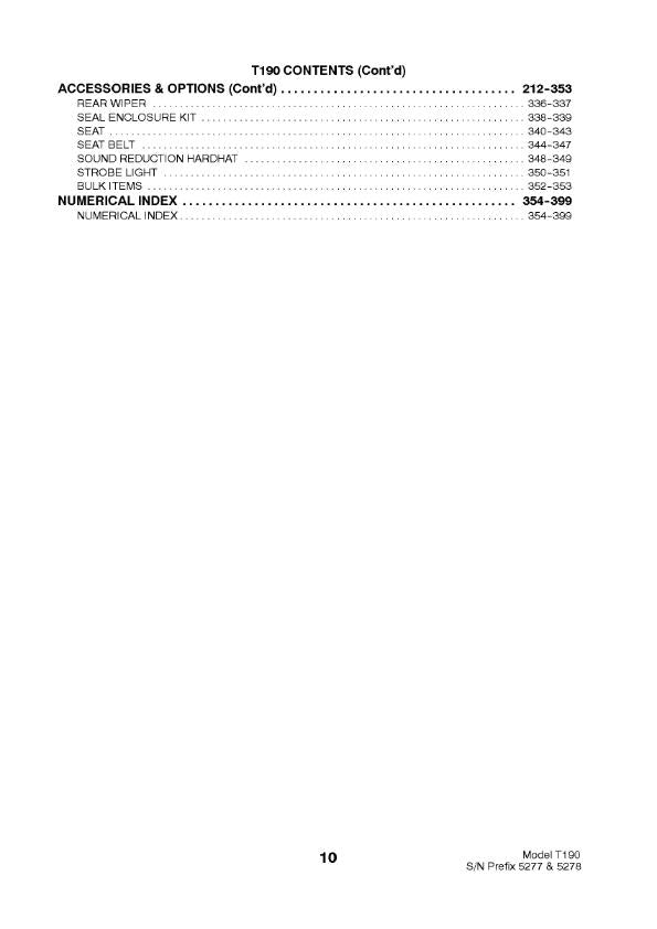 BOBCAT T190 PARTS MANUAL REPRINTED COMB BOUND