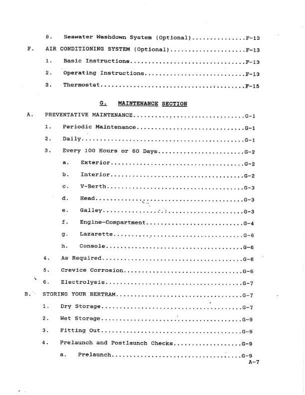 BERTRAM 28 MODEL 286 BAHIA MAR MOTORYACHT OWNERS MANUAL REPRINTED COMB BOUND