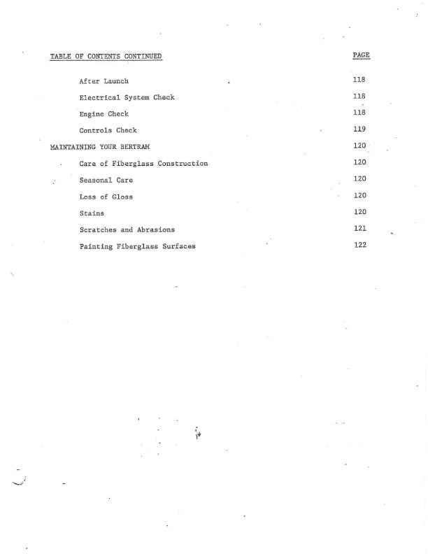 BERTRAM 46 MOTORYACHT OWNERS MANUAL REPRINTED COMB BOUND