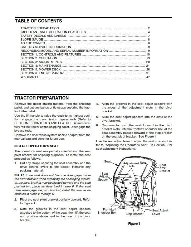 CUB CADET RZT 50 TRACTOR OPERATORS MANUAL REPRINTED COMB BOUND
