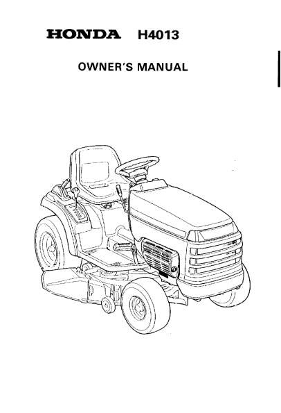 HONDA RIDE ON MOWER H4013 OWNERS MANUAL 89 EDITION REPRINTED COMB BOUND
