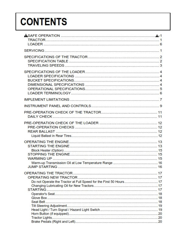 KUBOTA TRACTOR B26TL OPERATORS MANUAL REPRINT COMB BOUND