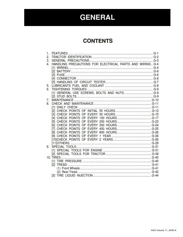 KUBOTA TRACTOR B1710 B2110 B2410 B2710 WORKSHOP MANUAL 2006 EDITION REPRINTED