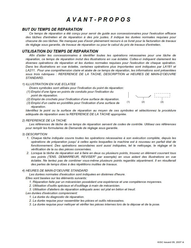 KUBOTA LOADER LA181 LA211 FRS FLAT RATE SCHEDULE REPRINTED 2007 COMB BOUND