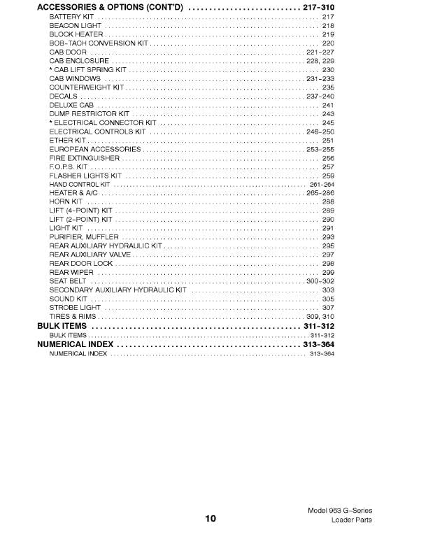 BOBCAT 963 G SERIES PARTS MANUAL REPRINTED COMB BOUND