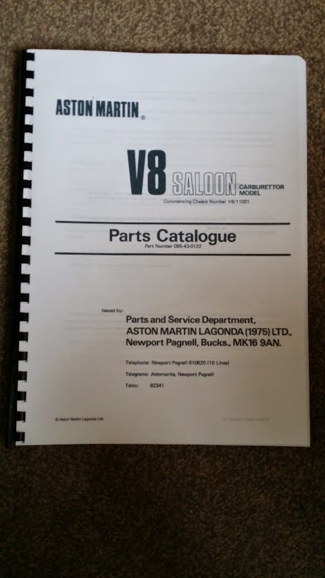 ASTON MARTIN V8 SALOON CARB MODEL CHASSIS NO. V811001 TO V812031 PARTS MANUAL