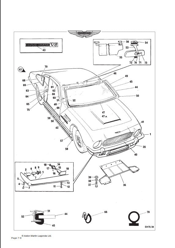 ASTON MARTIN V8 SALOON CARB MODEL CHASSIS NO. V811001 TO V812031 PARTS MANUAL