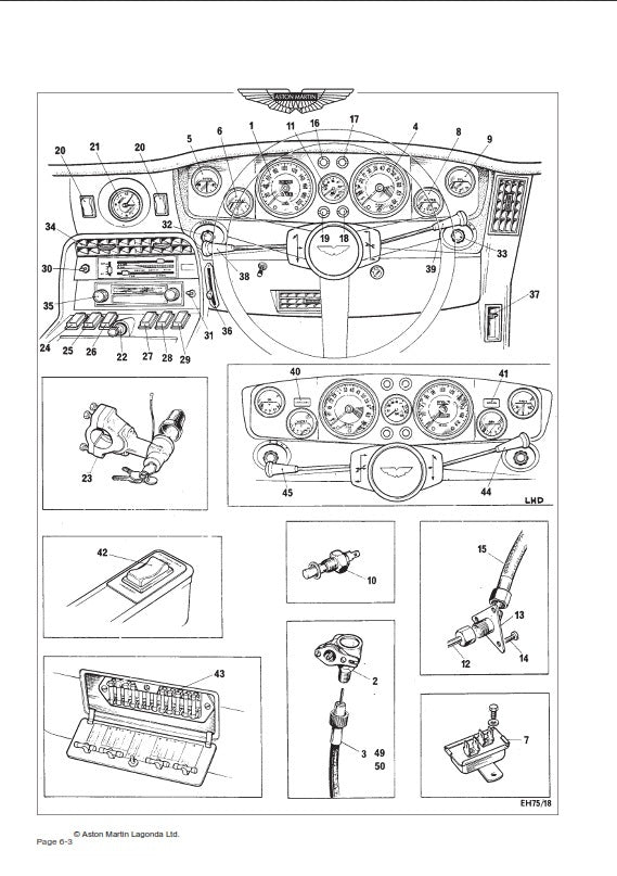 ASTON MARTIN V8 SALOON CARB MODEL CHASSIS NO. V811001 TO V812031 PARTS MANUAL