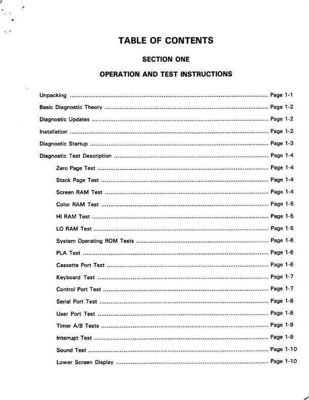 COMMODORE C128 DIAGNOSTIC INSTRUCTION TROUBLESHOOTING MANUAL REPRINTED