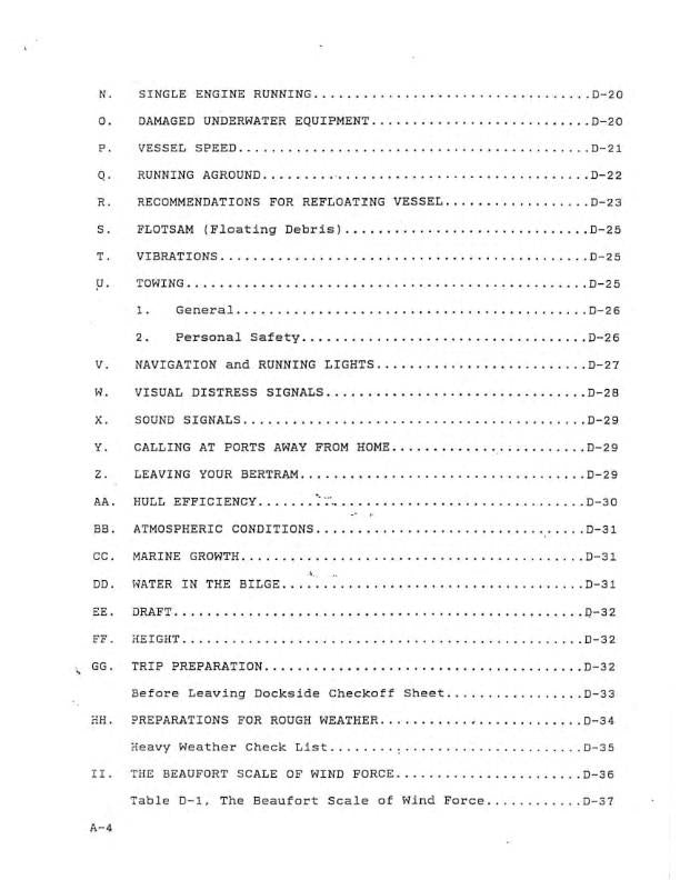 BERTRAM 28 MODEL 285 FLYBRIDGE MOTORYACHT OWNERS MANUAL REPRINTED COMB BOUND