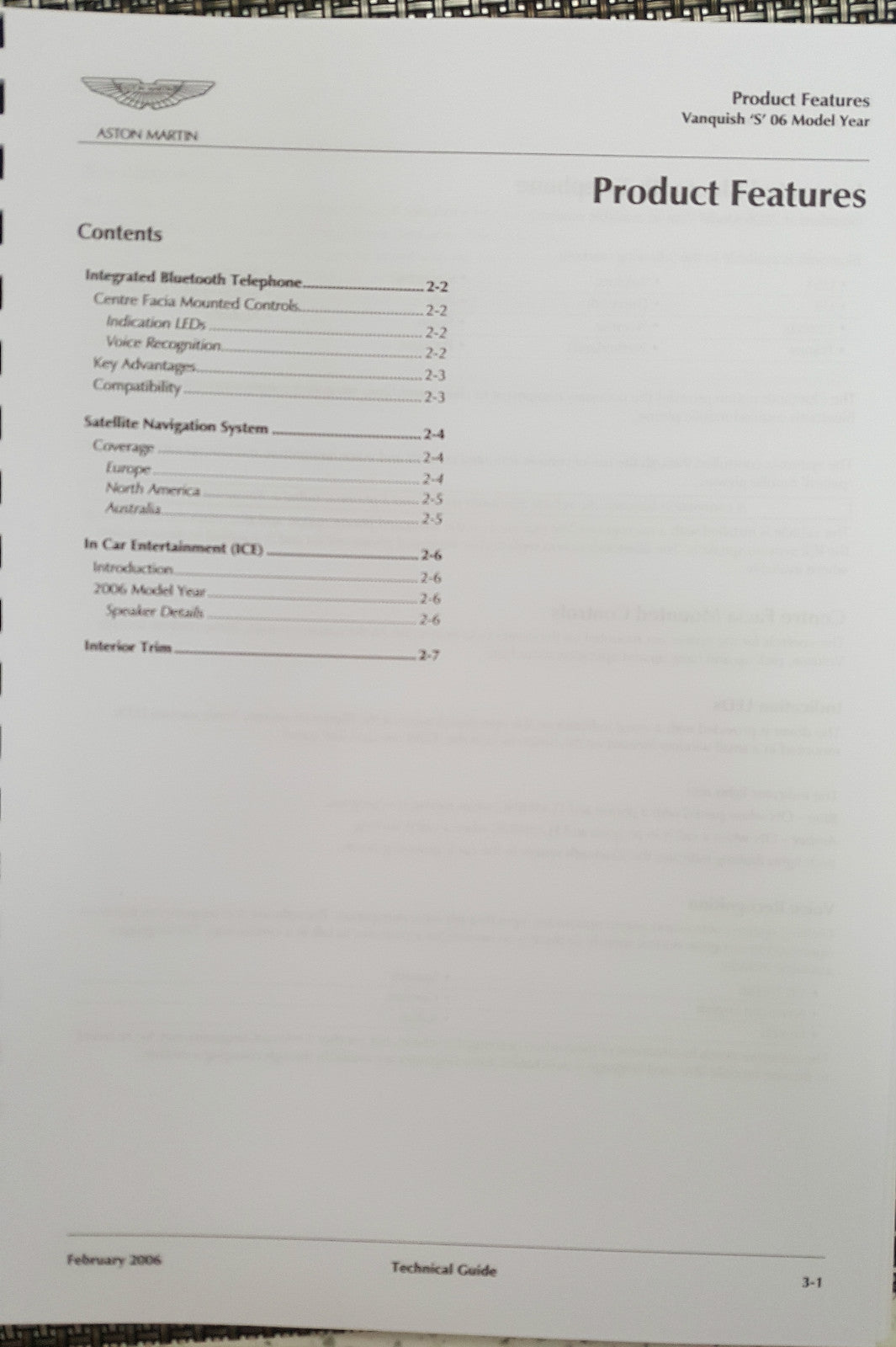 ASTON MARTIN V12 VANQUISH S (04 - 07) TECHNICAL UPDATE / WIRING DIAGRAM PRINTED
