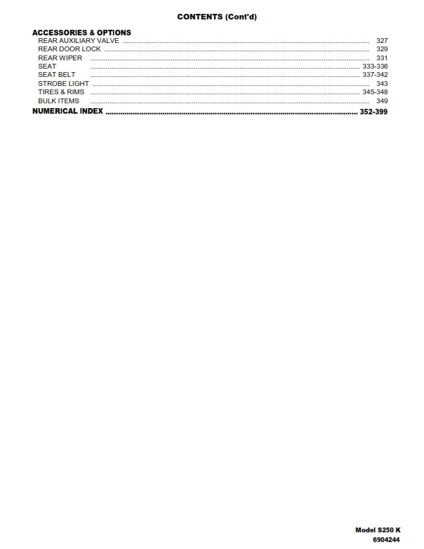 BOBCAT S250 PARTS MANUAL REPRINTED COMB BOUND