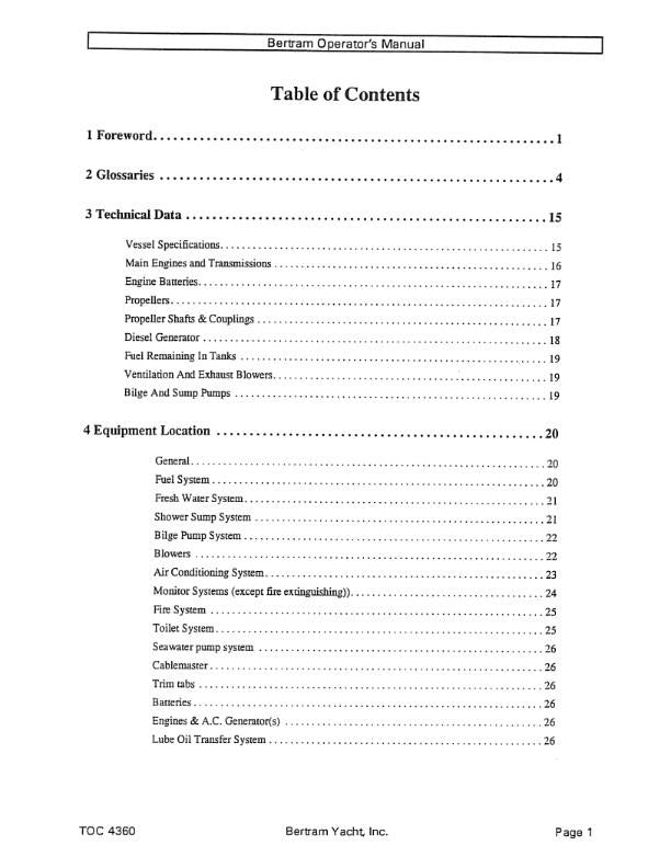 BERTRAM 60 CONVERTIBLE YACHT BOAT OPERATOR OWNERS MANUAL REPRINTED COMB BOUND