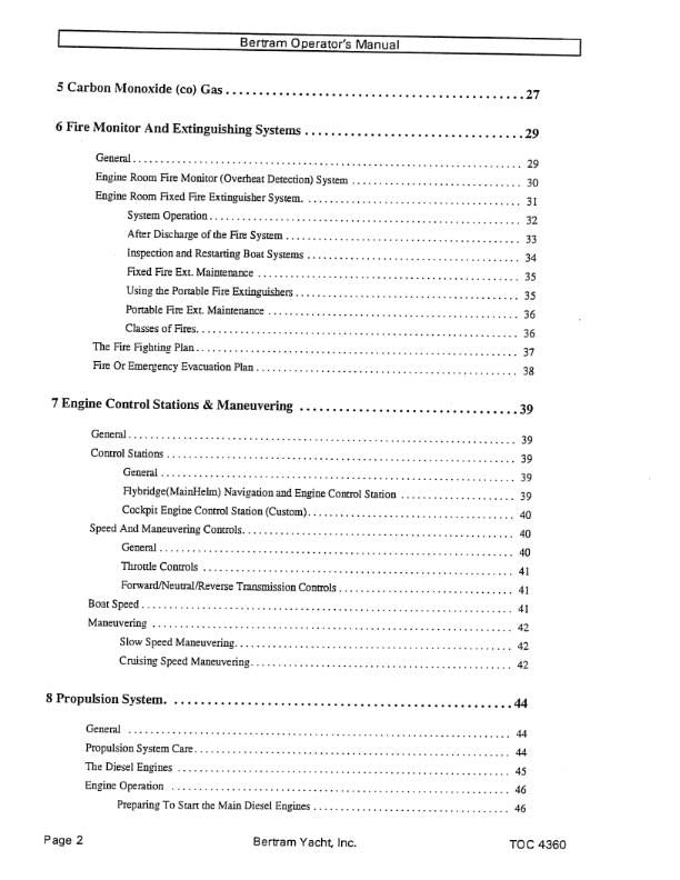 BERTRAM 60 CONVERTIBLE YACHT BOAT OPERATOR OWNERS MANUAL REPRINTED COMB BOUND