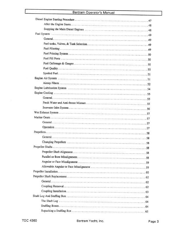 BERTRAM 60 CONVERTIBLE YACHT BOAT OPERATOR OWNERS MANUAL REPRINTED COMB BOUND