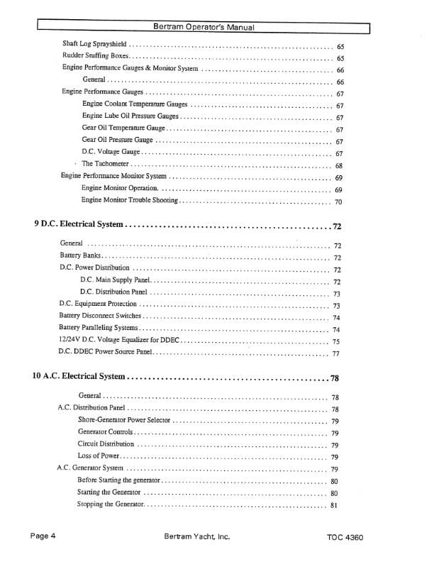 BERTRAM 60 CONVERTIBLE YACHT BOAT OPERATOR OWNERS MANUAL REPRINTED COMB BOUND